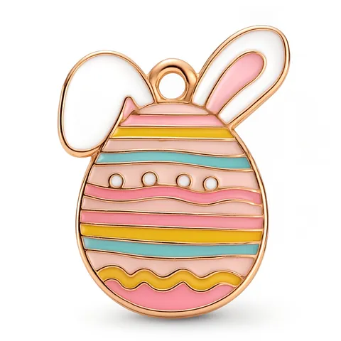 Amuletos de Aleación de Esmalte de Pascua DIY Conejo Huevos Coloridos Zanahoria Colgantes para Creación de Joyas Pulsera Collar Llavero