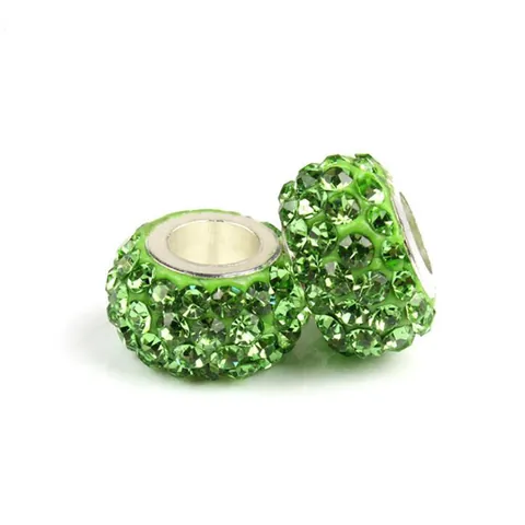 Cuentas De Amuleto De Agujero Grande Redondas DIY Con Strass Completo Cuentas De Cerámica Para Pulsera Collar Accesorios Joyas