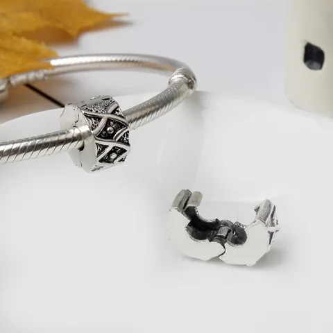 Vintage Legierung Stopper-Perlen Mit Großem Loch Für DIY Armband Schmuckherstellung Antik-Silber Geometrische Muster Charms