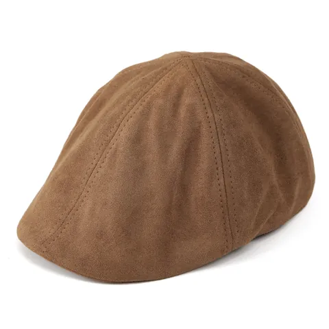 Vintage Faux Suede Beret Flat Cap For Women Adjustable Solid Color Casual Peaked Hat Spring Autumn Fashion Headwear Accessories