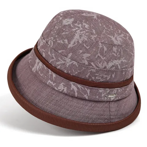 Dames Zonbescherming Vissershoed Katoenmix Abstract Bloemen Brede Rand Casual Opvouwbare Hoed Voor Oudere Moeders
