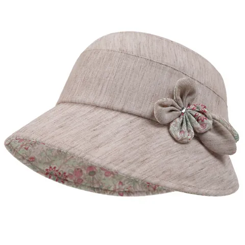 Women Elegant Sun Hat Flower Bucket Hat Breathable Large Brim Cotton Polyester Fisherman Hat For Spring Summer Travel Casual Shade Hat