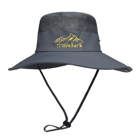 Sombrero de Sol para Exterior Hombre Mujer Poliéster Malla Transpirable Ala Ancha Sombrero de Pescador Protección UV Plegable Pesca
