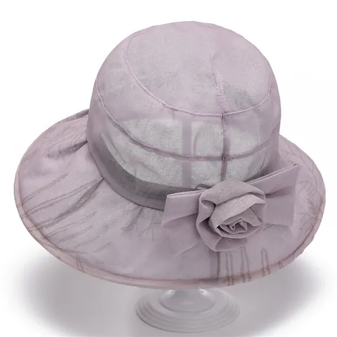 Dames Zonnehoed Elegant Bloemen Ademend Mesh Brede Rand Emmer Hoed Voor Oudere Moeders Zomer UV-Bescherming Opvouwbaar
