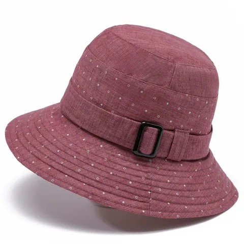 Dames Vissershoed Voor Ouderen Stippen Zonbescherming Ademend Katoenmix Casual Lente Zomer Zonnehoed