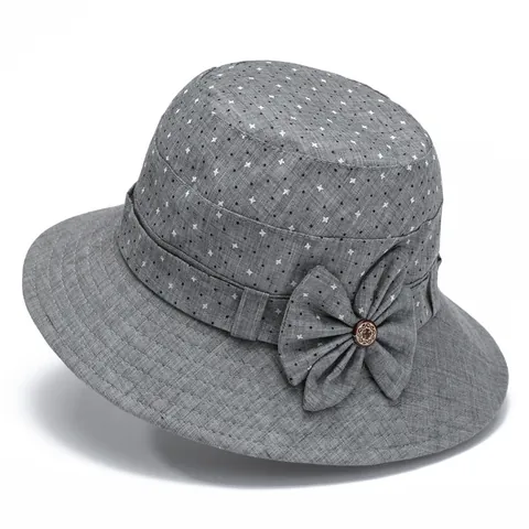 Chapeau de Soleil pour Femmes Bob Mélange de Coton et Polyester Imprimé Floral Avec Nœud Papillon pour Femmes Âgées Respirant Protection UV Été