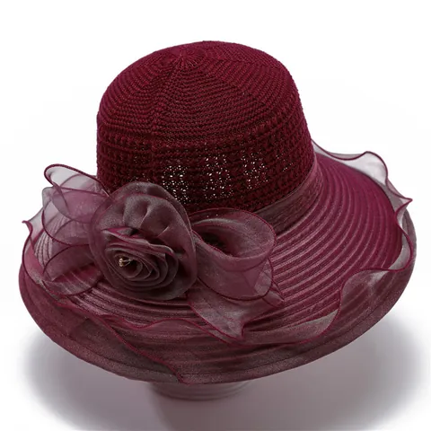 Dames Elegante Organza Zonnehoed Bloemen Brede Rand UV Bescherming Zomer Strand Vissershoed Ademend Reizen Zonneklep
