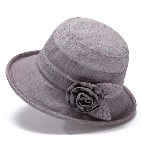 Elegante Vissershoed voor Dames met Kant Bloemen Zonbescherming Ademende Zonnehoed voor Middelbare Leeftijd Moeders