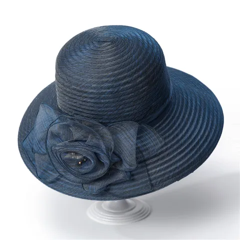 Cappello da Sole in Organza Ripiegabile da Donna Tesa Larga Fiore in Rete Elegante Matrimonio Festa Spiaggia Cappello a Secchiello