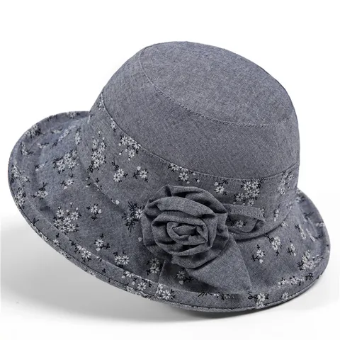 Elegante Cappello da Pescatore a Fiori da Donna Con Fiore in Tessuto 3D Tesa Larga Protezione Solare Cappello Estivo Pieghevole