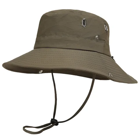 Sombrero de Pescador de Ala Ancha de Poliéster Protección Solar Pesca Con Cordón Ajustable Transpirable Exterior Senderismo