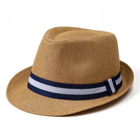 Herren Sommer Papierstroh Fedora Hut Sonnenschutz Atmungsaktiv Jazz Strandhut Für Mittelalte Herren Vintage Geflochtener Sonnenhut