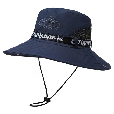 Cappello da Pescatore Outdoor da Uomo a Tesa Larga Protezione Solare Mesh Traspirante Pesca Escursionismo Safari Regolabile