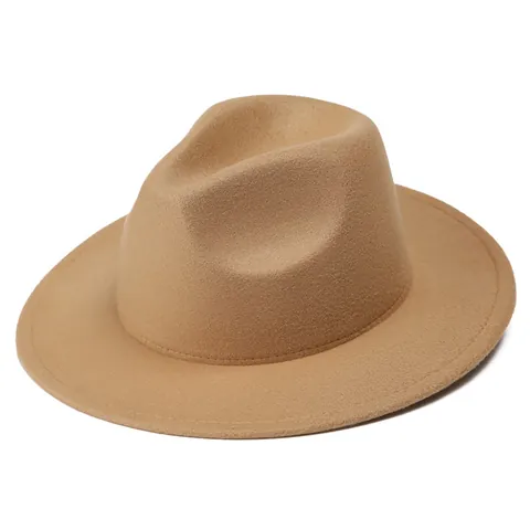 Otoño Invierno Poliéster Fieltro de Lana Sombrero Fedora Ala Ancha Jazz Sombrero para Hombres Mujeres Minimalista Vintage Color Sólido Sombrero