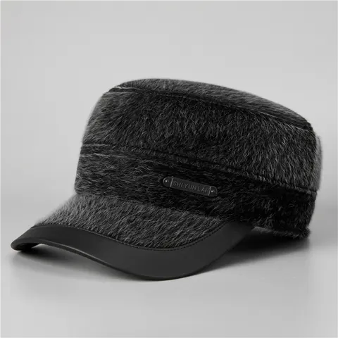 Herren Winter Warm Flache Mütze Mit Ohrenschützer Kunstpelz Dick Winddicht Hut Für Ältere Opa Vater Geschenk