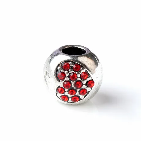 Legering Hart Strass Groot Gat Ronde Kraal Charms Voor DIY Armband Ketting Maken Vintage Ingelegde Kristallen Sieraden Accessoire