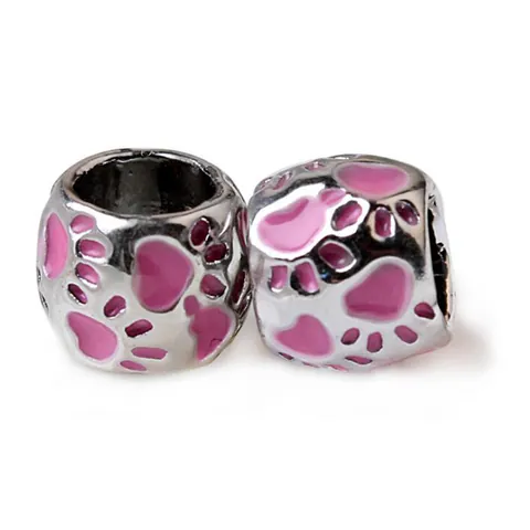 DIY Alloy Paw Print Drip Oil Beads Enamel Cat Claw Charms For Bracelet Necklace Jewelry Making Retro Silver Plated Beads Accessories