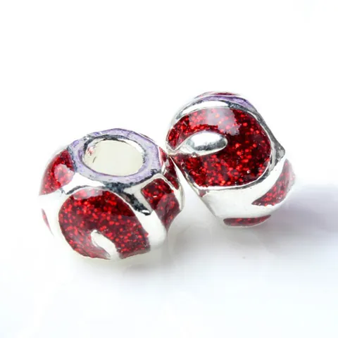 Abalorios de Agujero Grande de Aleación en Forma de Corazón Esmaltados Cuentas de Goteo de Aceite de Colores Para DIY Joyería