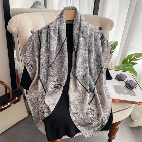 Vintage Satin Quadratisches Tuch Für Damen Elegant Silk Feel Botanischer Dschungel Tierdruck Luxus Halstuch Schal