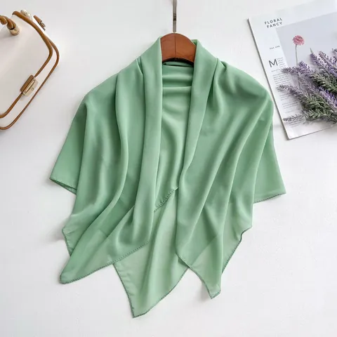 Foulard Carré en Chiffon Couleur Unie pour Femmes Léger Transparent Foulard de Cou Mode Minimaliste Foulard de Tête Protection Solaire pour l'Été