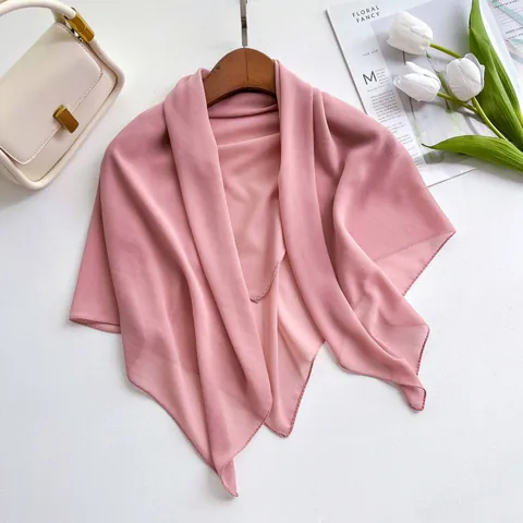 Foulard Carré en Chiffon Couleur Unie pour Femmes Léger Transparent Foulard de Cou Mode Minimaliste Foulard de Tête Protection Solaire pour l'Été
