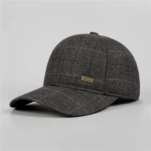 Herren Winter Wollen Karo Baseballkappe Mit Ohrenklappen Warm Winddicht Outdoor Papa Hut Für Ältere Verstellbar Casual Sporthut