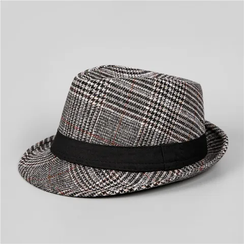 Britse Vintage Heren Ruit Fedora Hoed Wollen Jazz Cap Voor Middelbare Leeftijd En Ouderen Herfst Winter Warm Winddicht Hoed