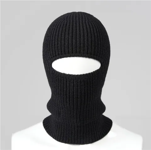 Men Winter Ribbed Knit Beanie Hat And Scarf Set Thickened Warm Neck Gaiter Balaclava Skull Cap For Outdoor Cycling Casual Daily