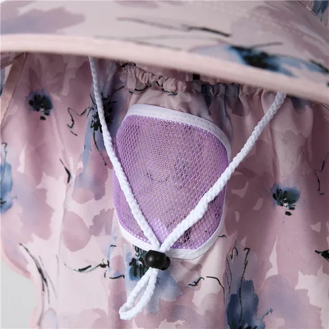 Women's Floral Print Sun Hat With Face Mask And Neck Flap Large Brim Breathable Polyester Outdoor UV Protection Sun Hat