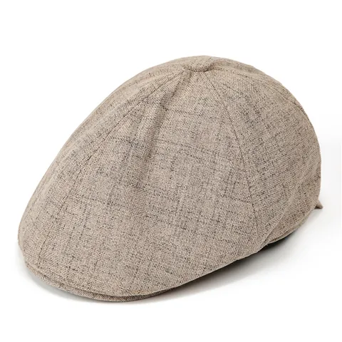 Vintage Cotton Linen Newsboy Cap For Women Adjustable Breathable Solid Color Flat Cap Summer Short Brim Fashion Sun Hat
