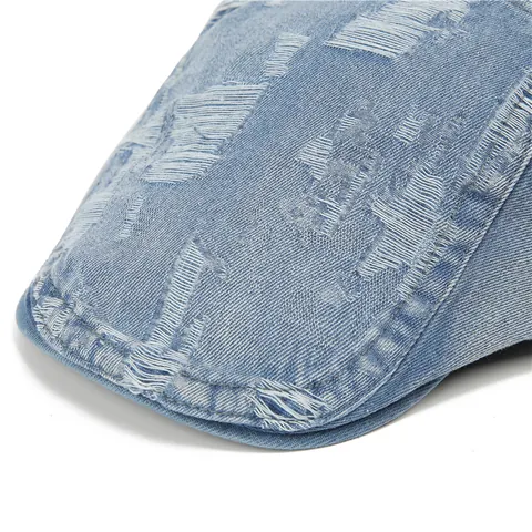 Ρετρό Πλυμένο Φθαρμένο Καπέλο Ivy από Denim για Άνδρες Γυναίκες Ρυθμιζόμενο Βαμβακερό Επίπεδο Καπέλο Προστασία από Ήλιο