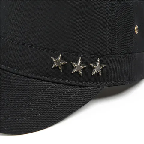 Gorra de Cadete Vintage para Hombre de Algodón Parte Superior Plana Militar con Remaches de Estrella de Metal Ajustable Protección Solar Sombrero de Sol al Aire Libre