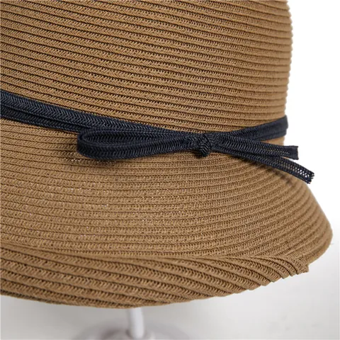 Hepburn Stijl Opvouwbare Strohoed Zonnehoed Voor Vrouwen Elegant Vintage Strik Brede Rand Zonwering Strand Vissershoed Zomer