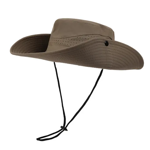 Outdoor Sun Protection Fisherman Hat Breathable Quick Dry Boonie Hat With Adjustable Wind Rope For Fishing Hiking Men Women