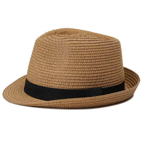 Zomer Stro Panamahoed Voor Heren Dames Ademend Zonbescherming Strand Fedora Hoed Met Zwart Lint Reizen Gevlochten Zonnekap Hoed