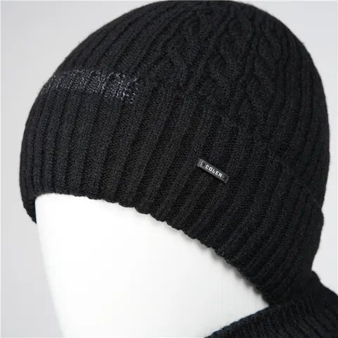 Men's Winter Warm Fleece Lined Knitted Hat And Neck Warmer Set Thick Thermal Beanie Cap For Outdoor Riding Daily Wear
