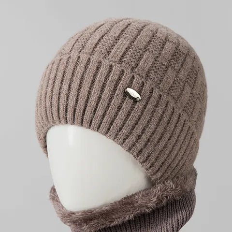 Women Winter Knit Beanie Hat And Scarf Set Rabbit Hair Blend Fleece Lined Warm Thick Hat For Middle Aged Elderly Mother Grandmother