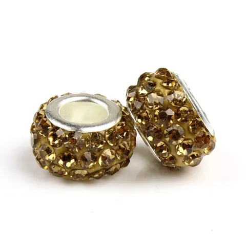 Alloy Crystal Rhinestone Paved Large Hole Spacer Beads For DIY Bracelet Jewelry Making Women Charms Accessories