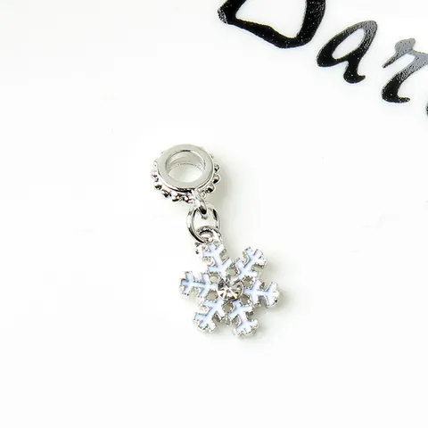 Weihnachten Schneeflocke Anhänger Legierung Zirkonia Emaille Perle Für DIY Schmuckherstellung Winter Damen Accessoire