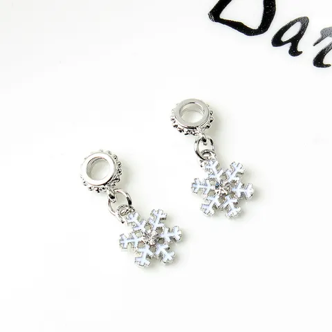 Weihnachten Schneeflocke Anhänger Legierung Zirkonia Emaille Perle Für DIY Schmuckherstellung Winter Damen Accessoire