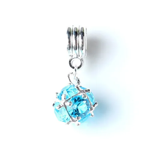 Cuenta de Amuleto de Aleación de Zirconia Cristal Facetado Colgante Gran Agujero Accesorio Joyería DIY para Mujer Pulsera