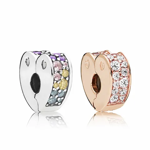 Perline Stopper in Lega a Forma di Cuore con Strass per Creazione Gioielli Oro Rosa Argento Pendenti per Bracciale DIY