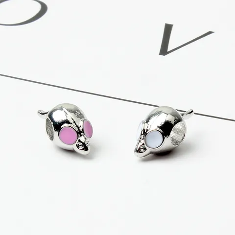 Perles en Alliage de Souris à Gros Trous pour la Fabrication de Bijoux DIY Breloques d'Animaux Émaillées Accessoires de Bijoux