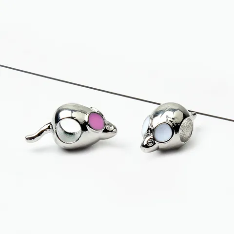 Perles en Alliage de Souris à Gros Trous pour la Fabrication de Bijoux DIY Breloques d'Animaux Émaillées Accessoires de Bijoux