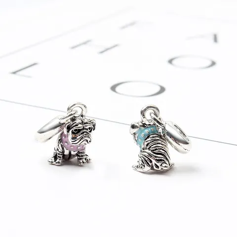 Mignons Breloques Bouledogue en Émail Pendentifs Animaux Carlin en Alliage Pour DIY Bracelet Collier Création Bijoux Femme