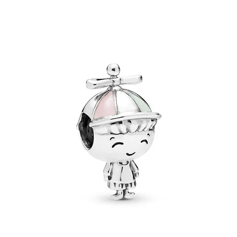 Cartoon Boy Charm Bead With Propeller Hat Alloy Enamel Loose Beads For DIY Bracelet Necklace Jewelry Making Kids Women Gift