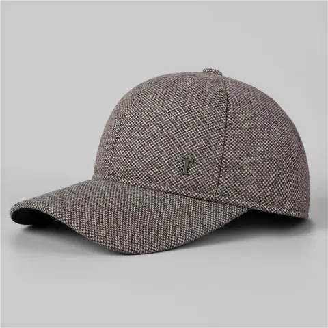 Berretto da Baseball Caldo Autunno Inverno da Uomo Con Paraorecchie Foderato in Pile Aspetto Lana Berretto a Visiera per Mezza Età Anziani Papà