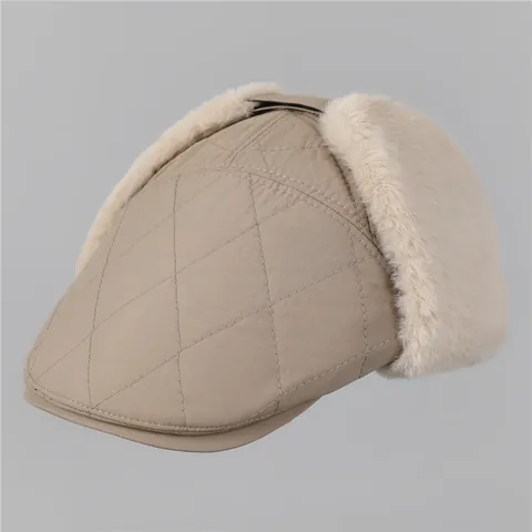 Chapka d'Hiver pour Femmes Doublée en Fourrure Synthétique Bonnet d'Aviateur Matelassé Protection des Oreilles Coupe-vent Thermique pour Cyclisme