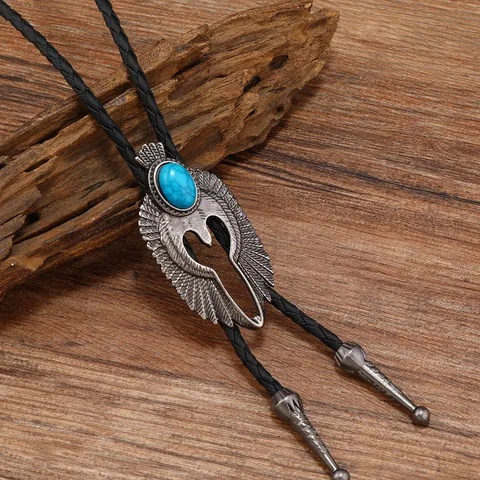 Βίντατζ Δυτικό Cowboy Bolo Tie Ρετρό Αετός Thunderbird Μενταγιόν Κολιέ Τεχνητό Τυρκουάζ Ρυθμιζόμενο Δέρμα PU Σχοινί Unisex Κοσμήματα