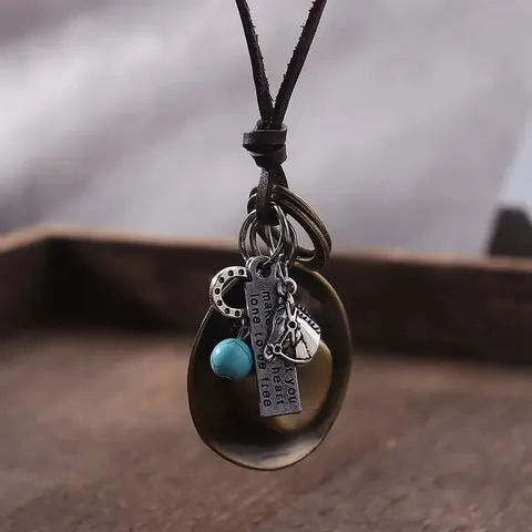 Collana con Pendente a Forma di Cappello da Cowboy e Testa di Cavallo Cordino in Pelle Vintage Gioielli con Turchese Sintetico Regalo